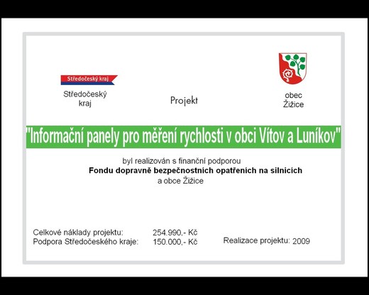 dotace: Informační panely pro měření rychlosti v obci Vítov a Luníkov